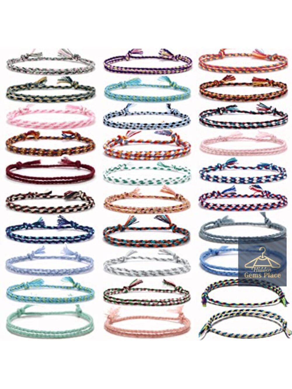 30 Pack Handmade Friendship Braided Bracelet Woven Wrap Adjustable Cord Gifts